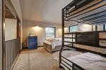 Upper level Loft Bedroom 4 with queen bed, queen/twin/full bunk